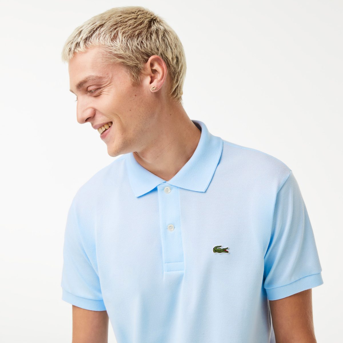 LACOSTE L1212 POLO CLASSIC FIT IN PETIT PIQUE LIGHT BLUE - Image 2