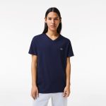 LACOSTE MEN V-NECK PIMA COTTON JERSEY T-SHIRT NAVY BLUE
