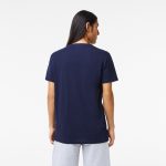 LACOSTE MEN V-NECK PIMA COTTON JERSEY T-SHIRT NAVY BLUE - Image 5