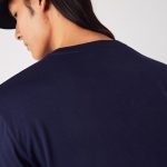 LACOSTE MEN V-NECK PIMA COTTON JERSEY T-SHIRT NAVY BLUE - Image 3