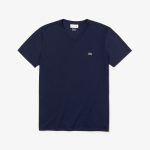 LACOSTE MEN V-NECK PIMA COTTON JERSEY T-SHIRT NAVY BLUE - Image 6