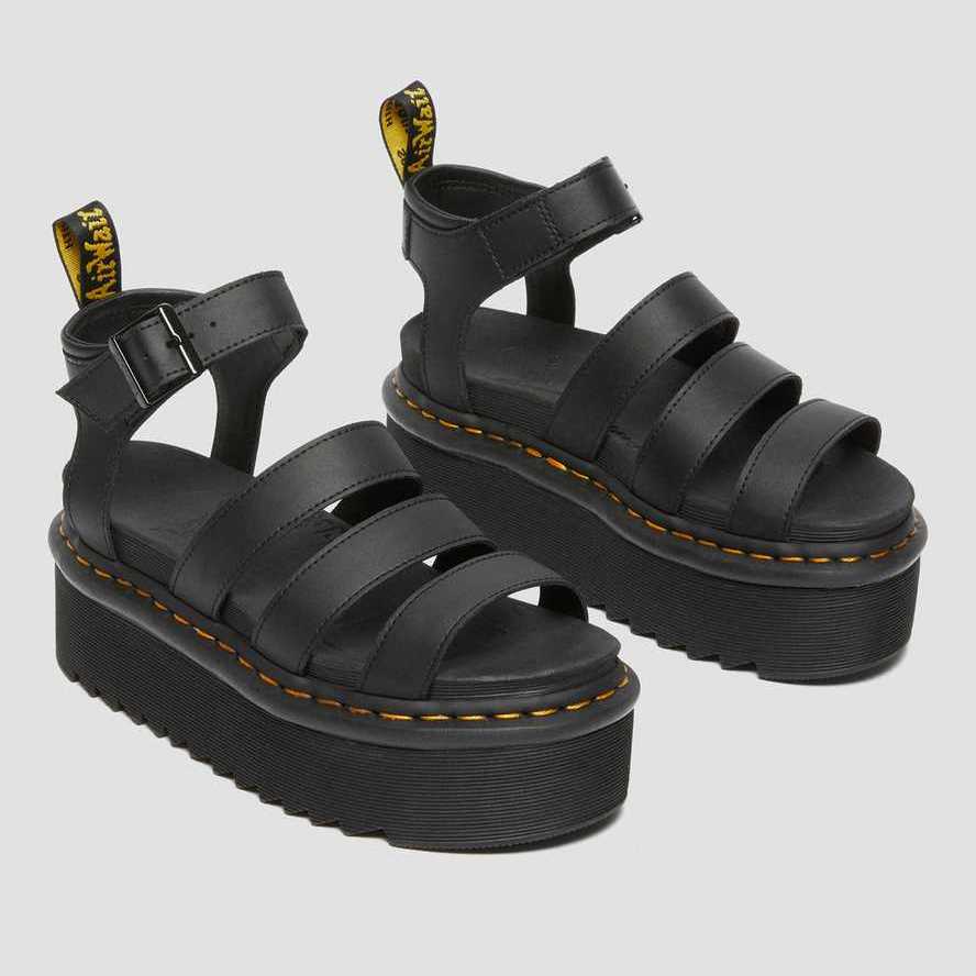 27296001-3 DR MARTENS BLAIRE HYDRO LEATHER PLATFORM STRAP SANDALS BLACK - Image 1
