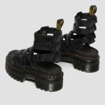 DR MARTENS WOMEN  RICKI NAPPA LUX LEATHER PLATFORM GLADIATOR SANDALS BLACK - Image 4