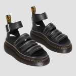 DR MARTENS WOMEN CLARISSA II HARDWARE PLATFORM STRAP SANDALS BLACK