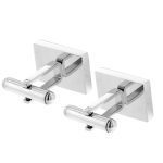 HUGO MEN E-FRAME FRAMED-LOGO CUFFLINKS WITH RED ENAMEL - Image 2