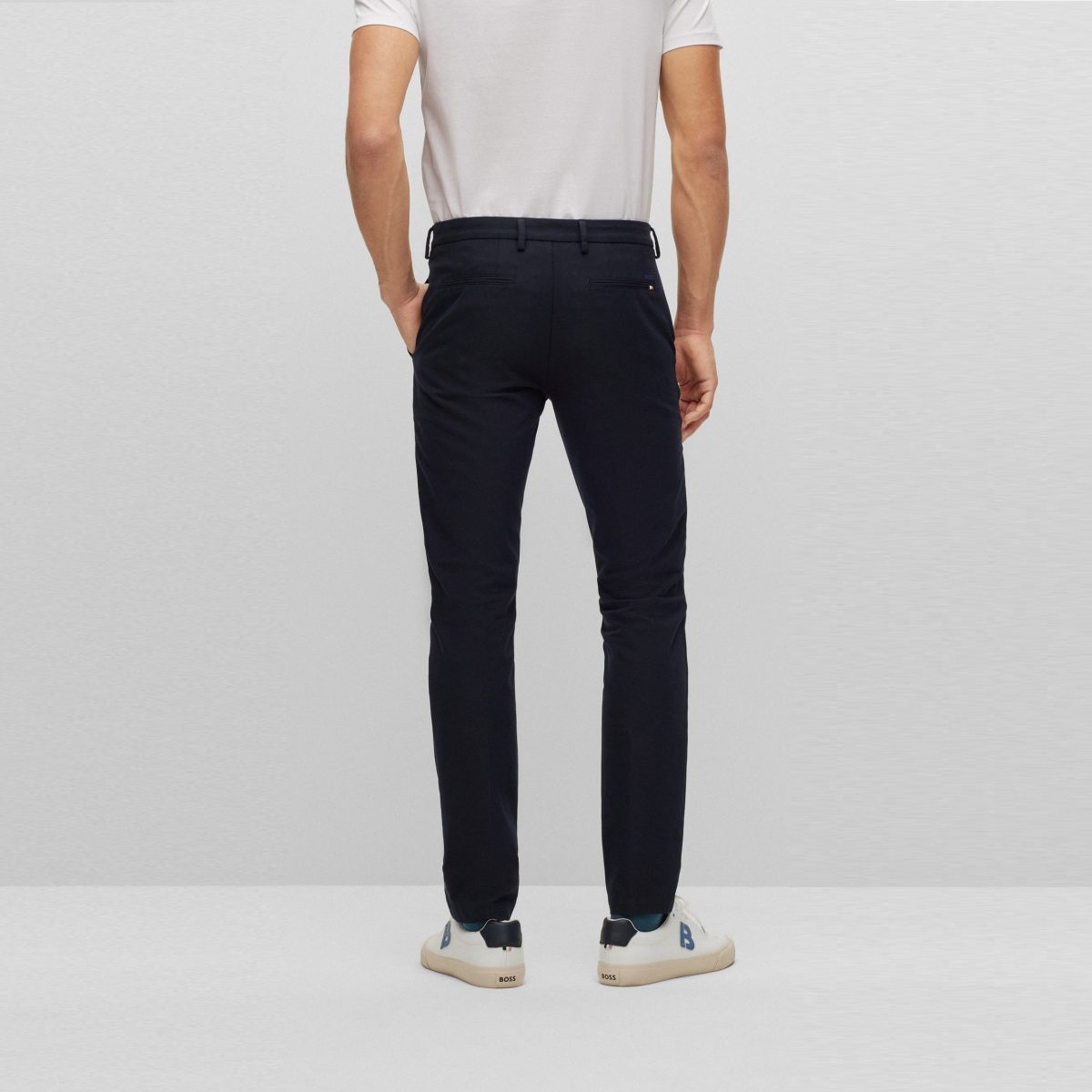 BOSS KAITO 1-T SLIM-FIT TROUSERS IN A COTTON BLEND WITH STRETCH DARK BLUE - Image 5