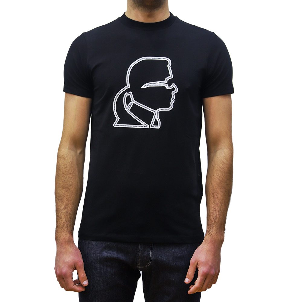 755049-532221-990-1 KARL LAGERFELD KARL LOGO CREWNECK T-SHIRT BLACK - Image 1