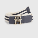 TOMMY HILFIGER WOMAN LUXE LEATHER WEBBING BELT WEATHERED WHITE