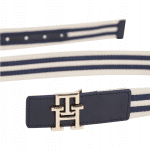 TOMMY HILFIGER WOMAN LUXE LEATHER WEBBING BELT WEATHERED WHITE - Image 2