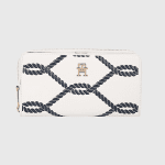 TOMMY HILFIGER WOMEN LARGE ZIP-AROUND ROPE EMBOSSED WALLET WEATHERED WHITE