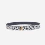 TOMMY HILFIGER WOMAN TH MONOGRAM REVERSIBLE LEATHER BELT SPACE BLUE - Image 4