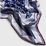 TOMMY HILFIGER WOMAN SATIN ALL-OVER MONOGRAM SCARF SPACE BLUE - Image 2