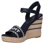 TOMMY HILFIGER WOMAN LOGO STRAP HIGH WEDGE SANDALS SPACE BLUE - Image 3
