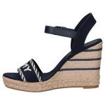 TOMMY HILFIGER WOMAN LOGO STRAP HIGH WEDGE SANDALS SPACE BLUE - Image 4