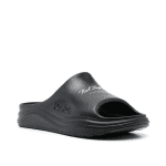 KARL LAGERFELD WOMAN LOGO PRINT OPEN TOE SLIDE BLACK RUBBER