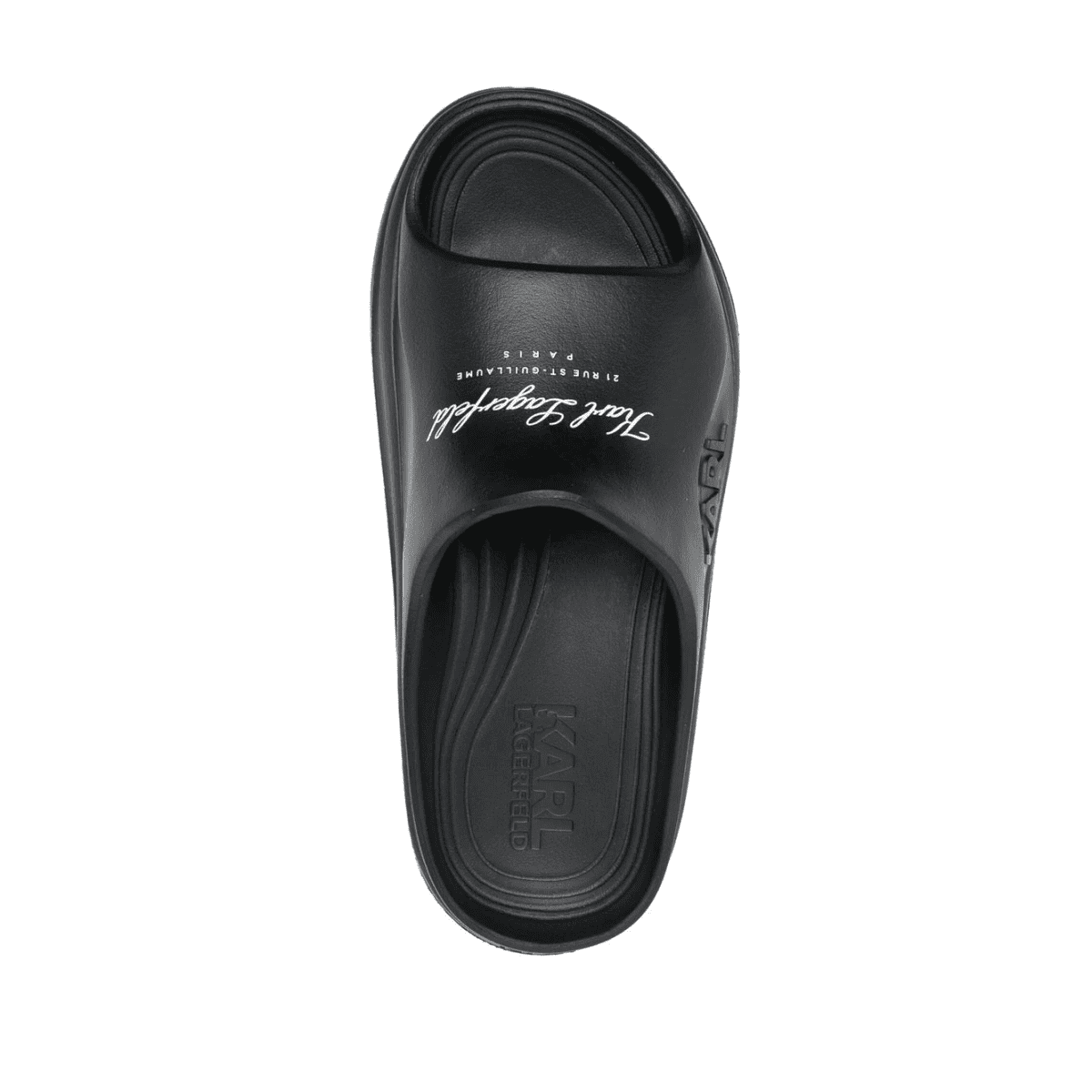 KARL LAGERFELD WOMAN LOGO PRINT OPEN TOE SLIDE BLACK RUBBER - Image 2