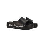 KARL LAGERFELD WOMAN SIGNATURE SIDE PRINT SLIDE BLACK RUBBER
