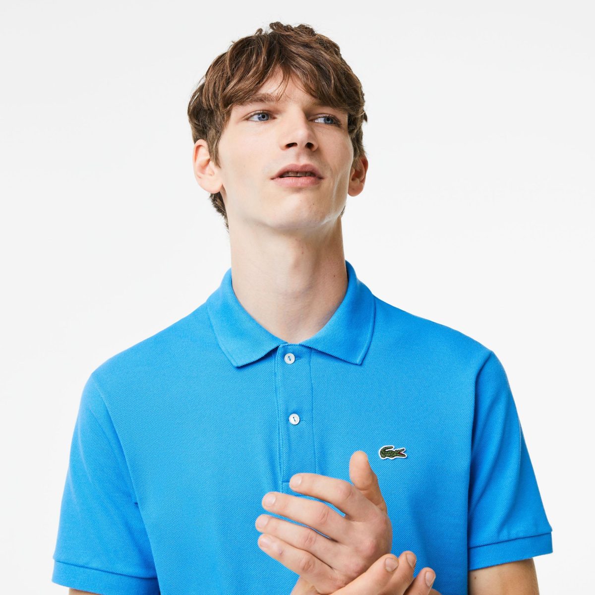 LACOSTE L1212 POLO CLASSIC FIT IN PETIT PIQUE BLUE - Image 2