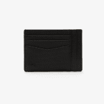 LACOSTE MEN’S CHANTACO CALFSKIN LEATHER CARD HOLDER BLACK