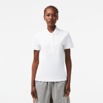 LACOSTE WOMEN'S SLIM FIT STRETCH COTTON PIQUE POLO SHIRT WHITE