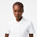 LACOSTE WOMEN'S SLIM FIT STRETCH COTTON PIQUE POLO SHIRT WHITE - Image 4