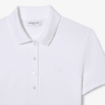 LACOSTE WOMEN'S SLIM FIT STRETCH COTTON PIQUE POLO SHIRT WHITE - Image 8
