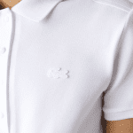 LACOSTE WOMEN'S SLIM FIT STRETCH COTTON PIQUE POLO SHIRT WHITE - Image 2