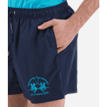 LA MARTINA REGULAR FIT MEN'S SWIM TRUNKS WITH DRAWSTRING WAIST NAVY BLUE - Image 3