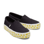 TOMS WOMAN FENIX PLATFORM SUN DAISIES ESPADRILLE BLACK