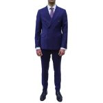 IVERGANO MENS CROSS SUIT PIN STRIPE NAVY