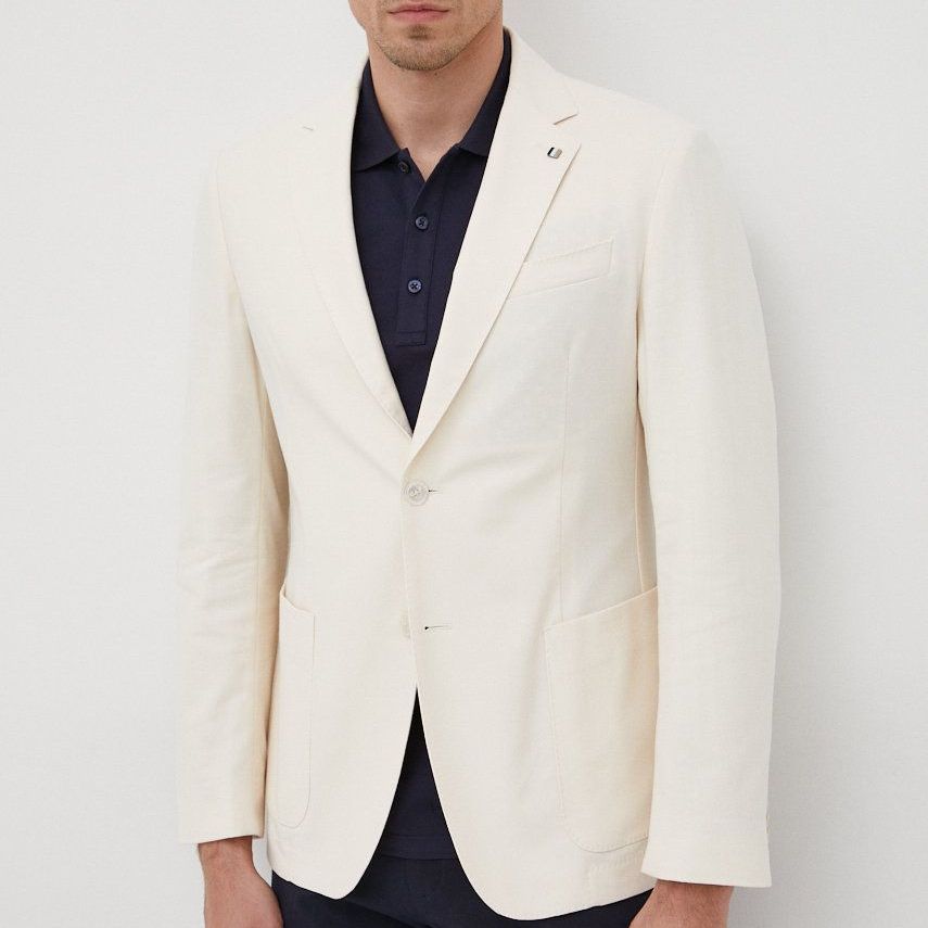 50468918-131-1 BOSS MEN C-HANRY-222 SLIM-FIT JACKET IN TEXTURED COTTON FABRIC ECRU - Image 1