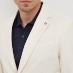 BOSS MEN C-HANRY-222 SLIM-FIT JACKET IN TEXTURED COTTON FABRIC ECRU - Image 4