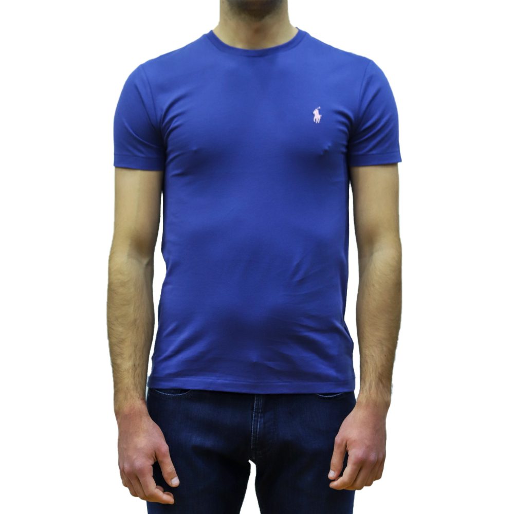 710671438310-1 POLO RALPH LAUREN MAN CUSTOM SLIM FIT JERSEY CREWNECK T-SHIRT OLD ROYAL - Image 1