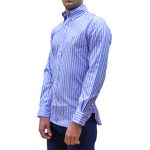 POLO RALPH LAUREN CUSTOM FIT STRIPED POPLIN SHIRT LIGHT BLUE WHITE - Image 2