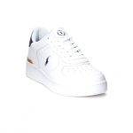 POLO RALPH LAUREN MEN LOGO LEATHER TRAINERS WHITE