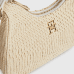 TOMMY HILFIGER WOMAN TEXTURED WEAVE MONOGRAM SHOULDER BAG NATURAL - Image 2