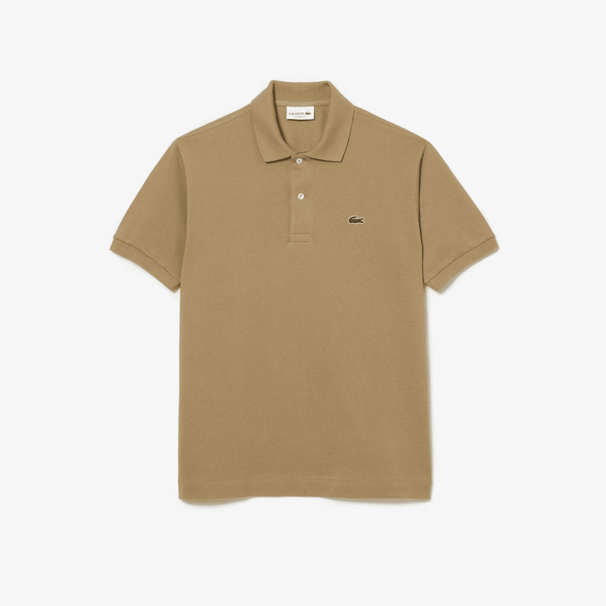 LACOSTE L1212 POLO CLASSIC FIT IN PETIT PIQUE BEIGE - Image 4
