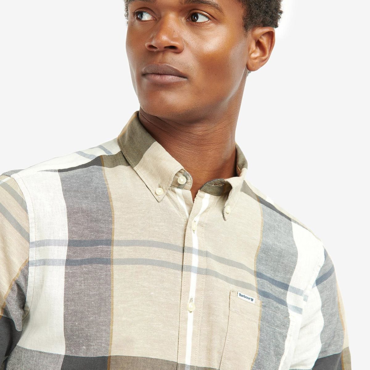 BARBOUR MEN  BARBOUR DOUGLAS SHORT SLEEVE TAILORED SHIRT AMBLE SAND TARTAN - Image 3