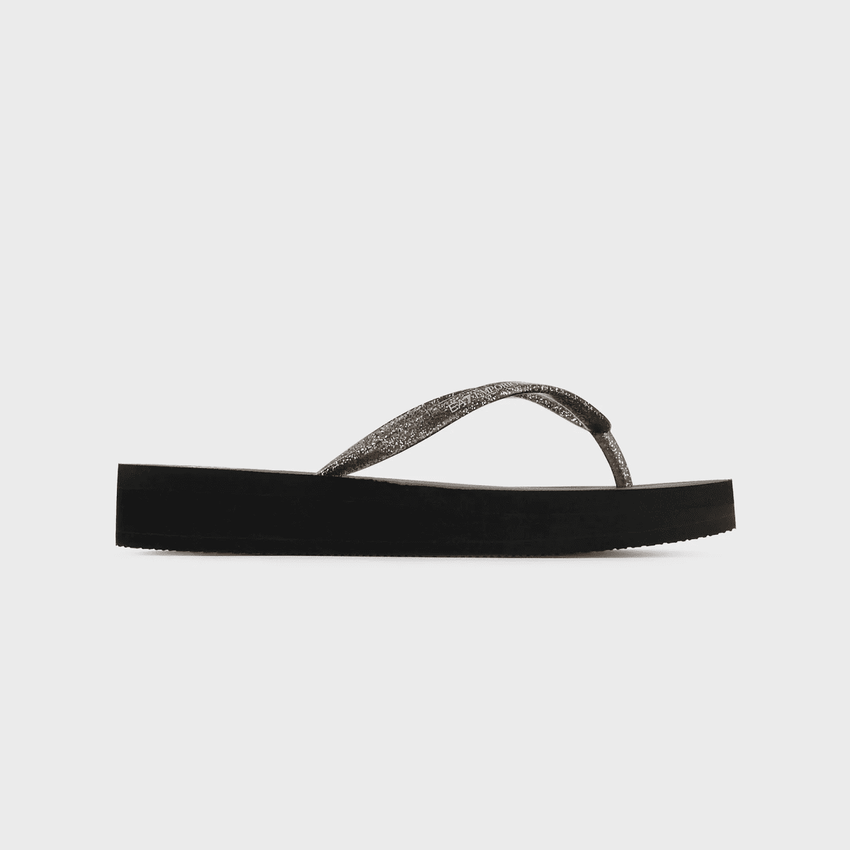 EMPORIO ARMANI WOMAN EA7 RUBBER WEDGE FLIP-FLOPS BLACK GOLD - Image 3
