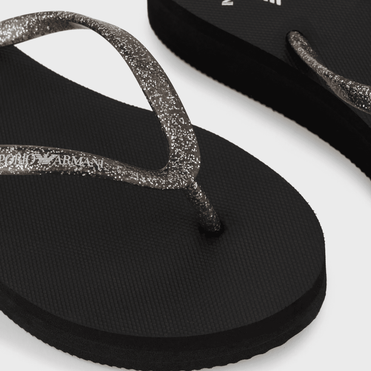 EMPORIO ARMANI WOMAN EA7 RUBBER WEDGE FLIP-FLOPS BLACK GOLD - Image 2