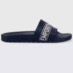 EMPORIO ARMANI MAN PVC SLIDERS WITH JACQUARD LOGO RIBBON BLUE - Image 2