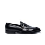 VERSACE 1969 LEATHER SHOES WITH BUCKLE BLACK