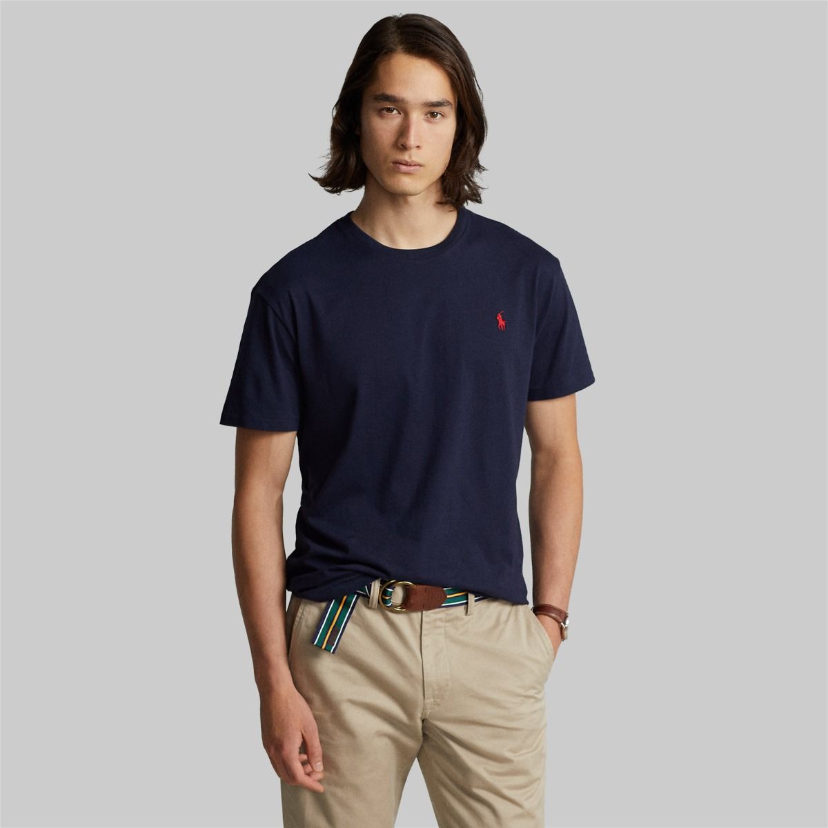 710680785004 POLO RALPH LAUREN CUSTOM SLIM FIT JERSEY NAVY BLUE - Image 1