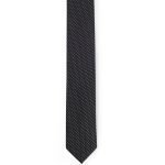 HUGO MEN PURE SILK WITH JACQUARD WOVEN PATTERN TIE 6CM BLACK