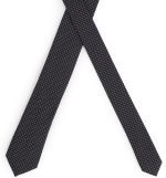 HUGO MEN PURE SILK WITH JACQUARD WOVEN PATTERN TIE 6CM BLACK - Image 2
