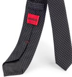 HUGO MEN PURE SILK WITH JACQUARD WOVEN PATTERN TIE 6CM BLACK - Image 5