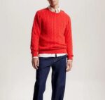 TOMMY HILFIGER MEN CLASSIC CABLE CREW NECK RELAXED FIT JUMPER FIREWORKS - Image 2