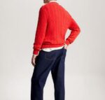 TOMMY HILFIGER MEN CLASSIC CABLE CREW NECK RELAXED FIT JUMPER FIREWORKS - Image 4