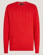 TOMMY HILFIGER MEN CLASSIC CABLE CREW NECK RELAXED FIT JUMPER FIREWORKS - Image 5