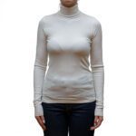 POLO RALPH LAUREN WOMAN STRETCH RIBBED TURTLENECK WHITE